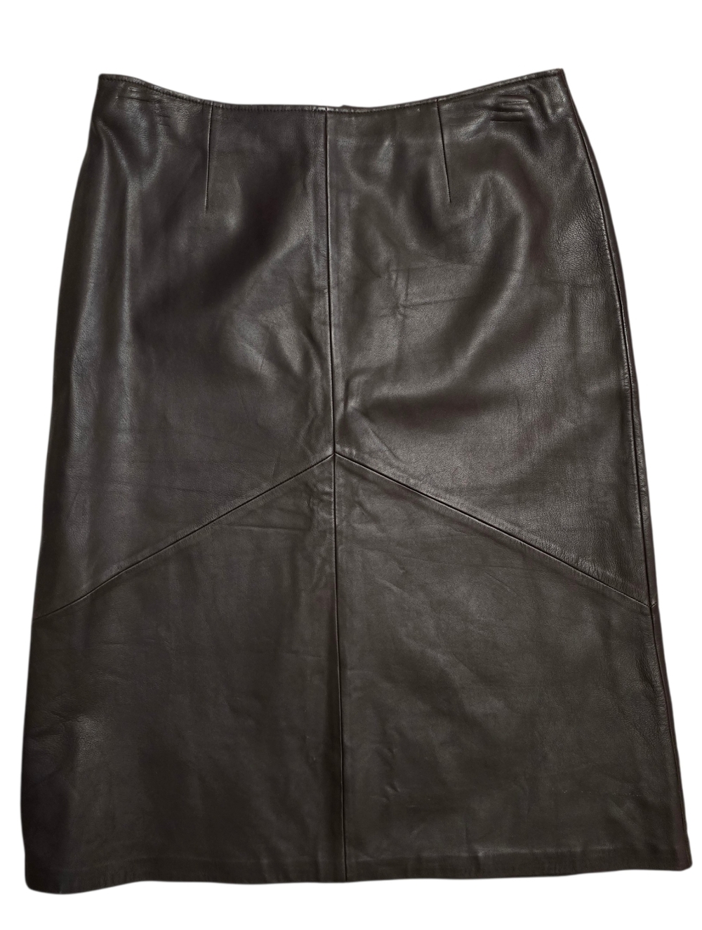 Vakko Sport Vintage Dark Brown Leather Pencil Skirt 14 Y2K